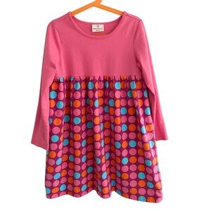 Hanna Anderrson Pink Multicolor Polka Dots Crew Neck LS Play Dress Size 130 / 8
